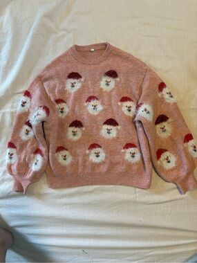 Ugly Christmas sweater, women’s  Pink Santa Crewneck Holiday Sweater